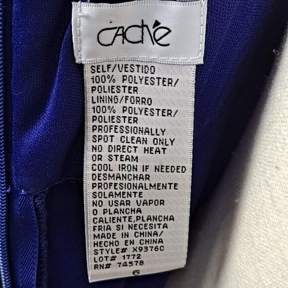 Cache Size 6 Blue One Shoulder Beaded Strap Cocktail Homecoming Party Dress EUC - Picture 11 of 15